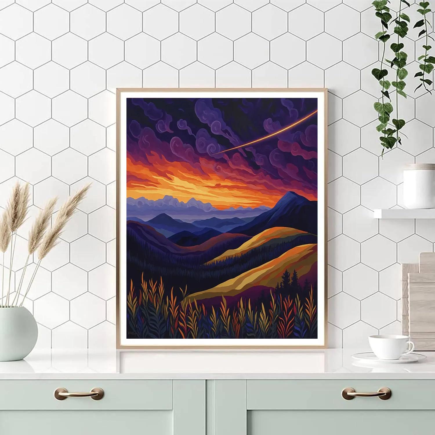 Frederick Varley Inspired Comet Afterglow Above Wind Scoured Highlands Painting by numbers kit