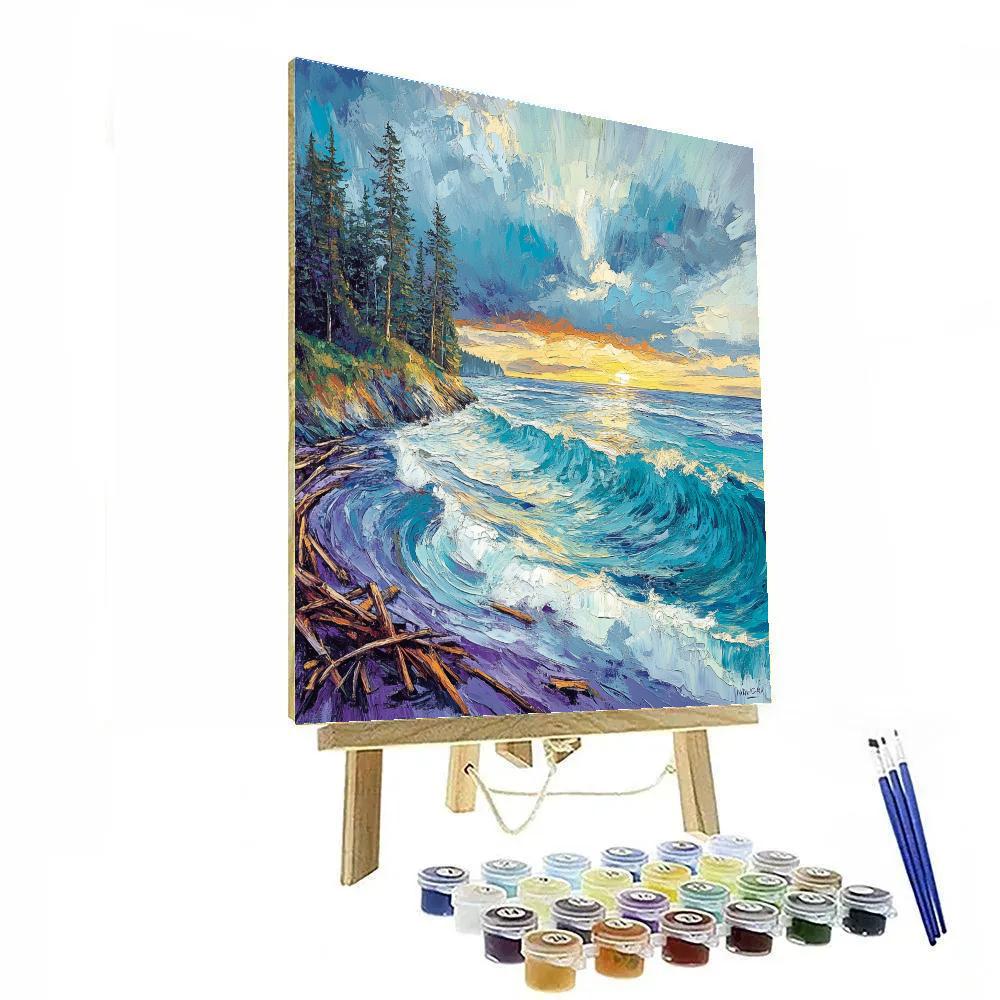 Emily Carr Inspired Stormlit Driftwood Tidescape Paint by numbers art