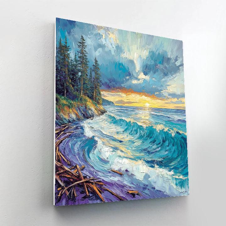 Emily Carr Inspired Stormlit Driftwood Tidescape Paint by numbers art