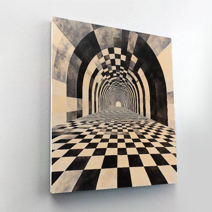 M.C. Escher Inspired Recursive Horizon Tessellation Paint by numbers art