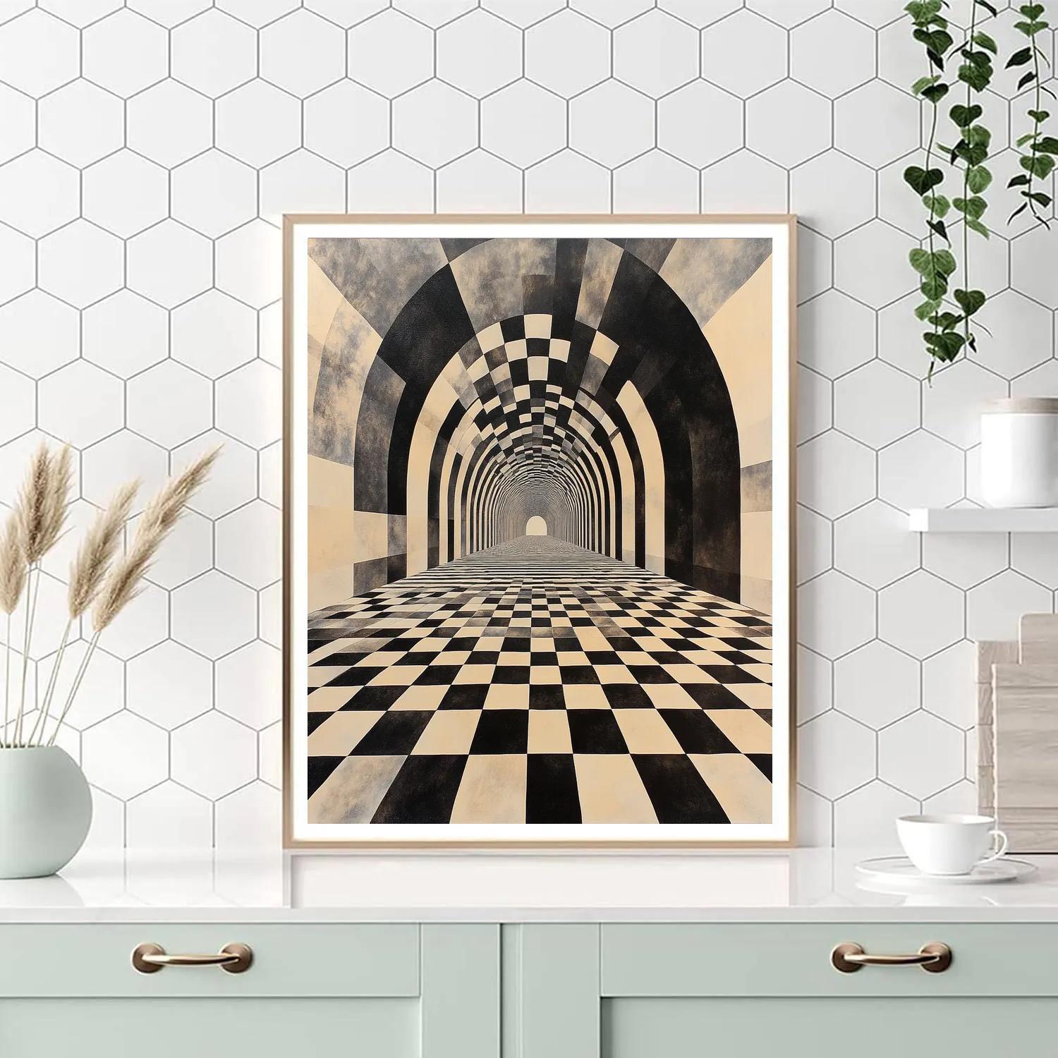 M.C. Escher Inspired Recursive Horizon Tessellation Paint by numbers art