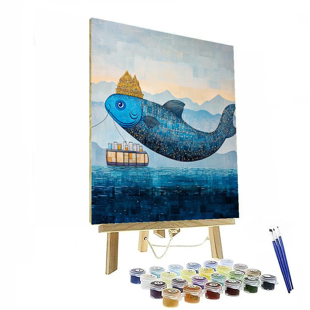 Matsya Avatar Guiding The Seed Ark Paint by numbers art