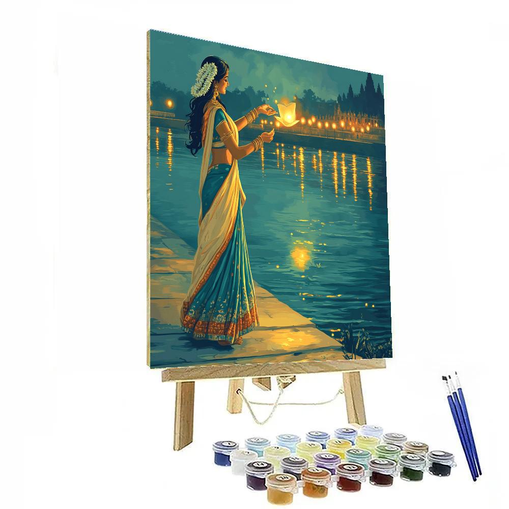 Lantern Festival Parvati By The River Steps Number painting
