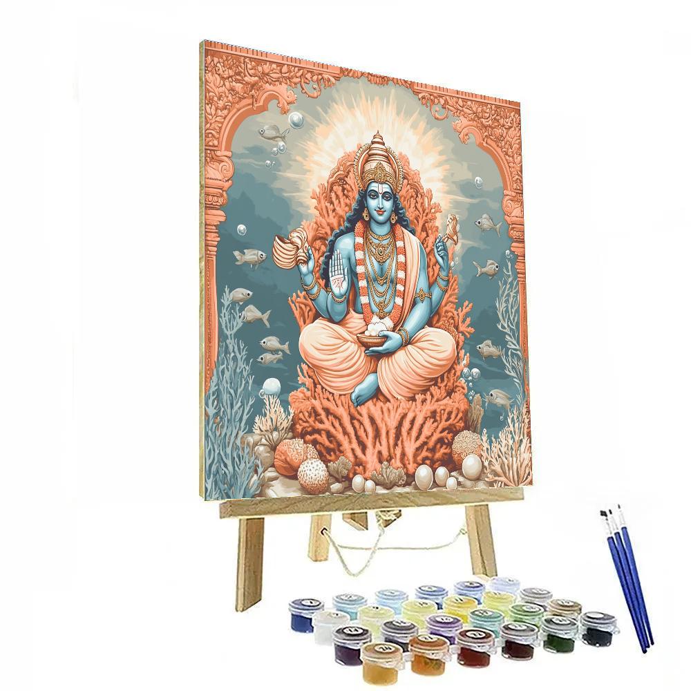 Vishnu In A Coral Palace Undersea Court painting number kit