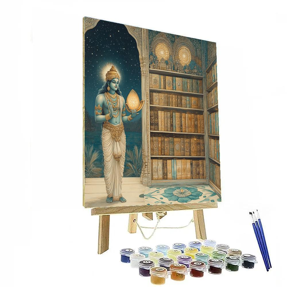 Vishnu Playing The Role Of Cosmic Librarian paint by color