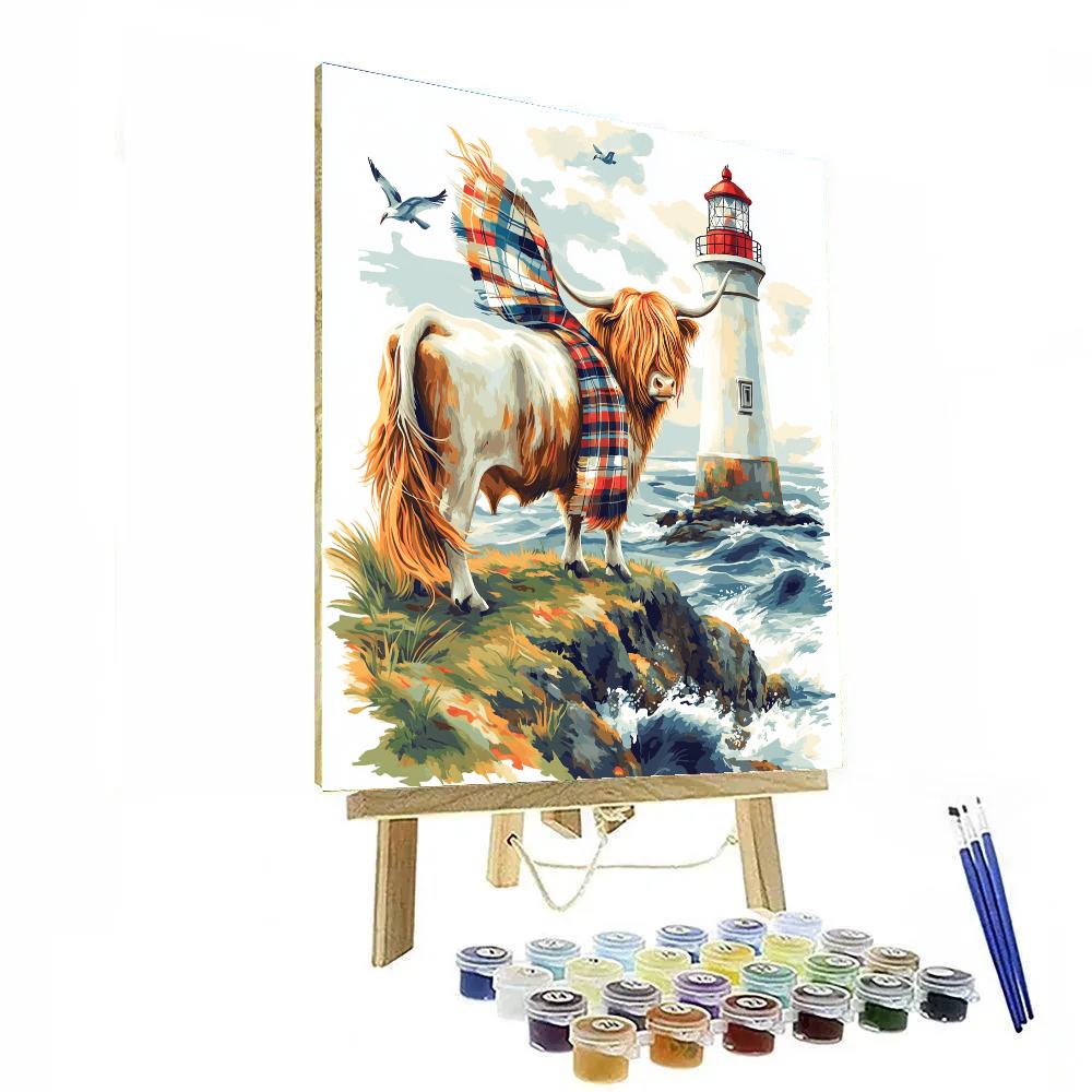 Highland Cow Lighthouse Watcher Paint by numbers kits