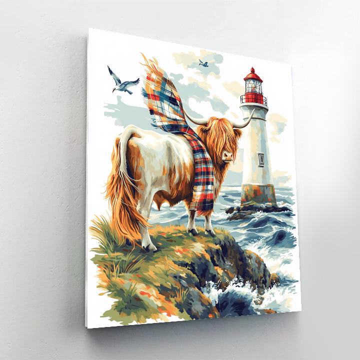 Highland Cow Lighthouse Watcher Paint by numbers kits