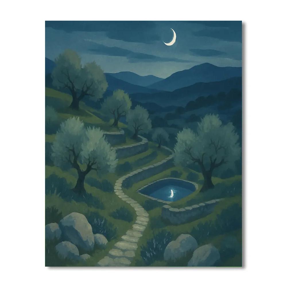 Moonlit Terraces Of The Olive Hills Paint by numbers art