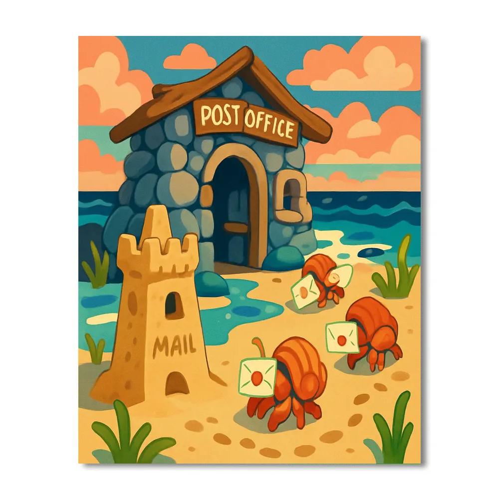 Tidepool Post Office Beach Scene Painting by numbers kit