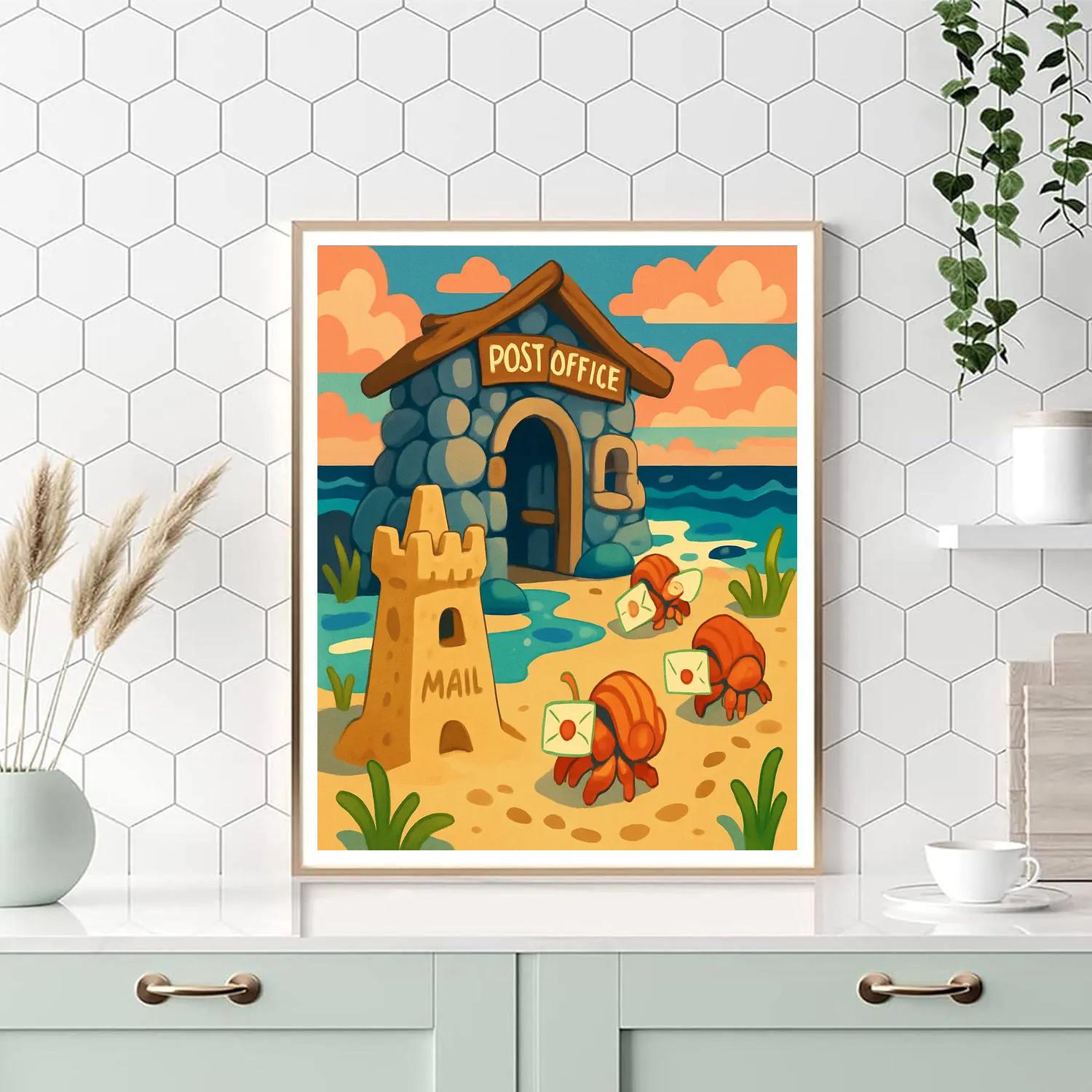 Tidepool Post Office Beach Scene Painting by numbers kit