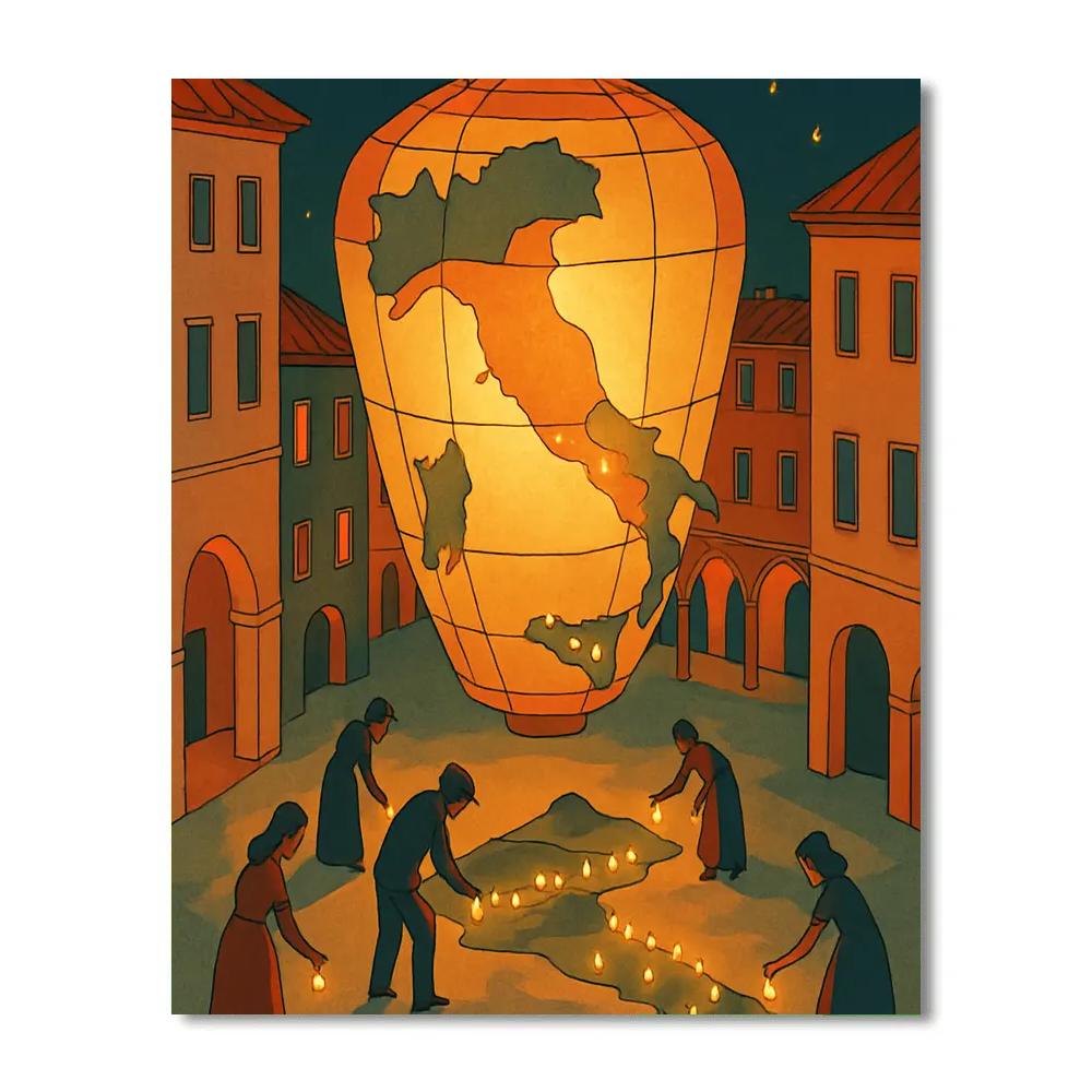 Festival Lantern Map Of Italy DIY paint by numbers