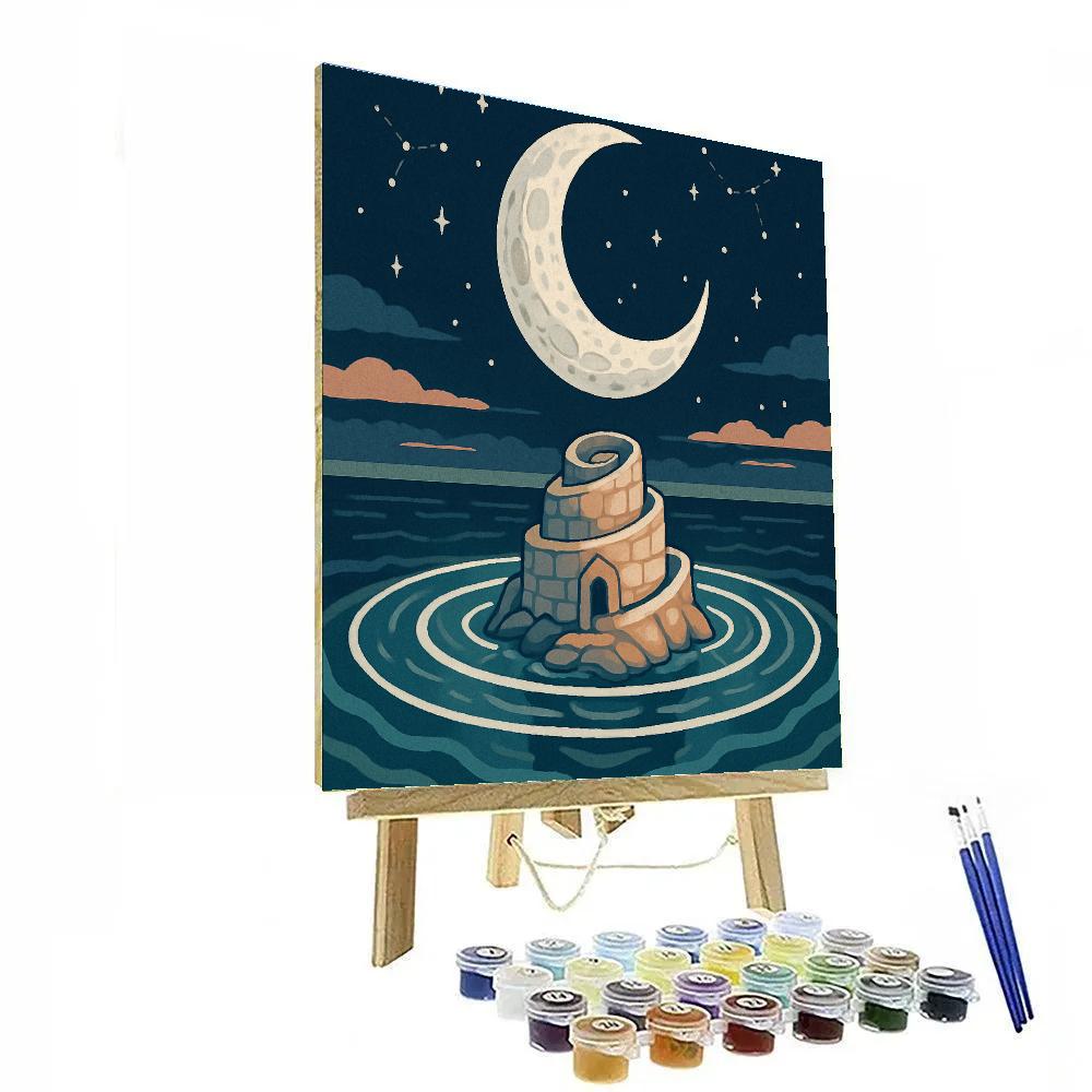 Tide Temple Under Moonlight Moon DIY paint by numbers