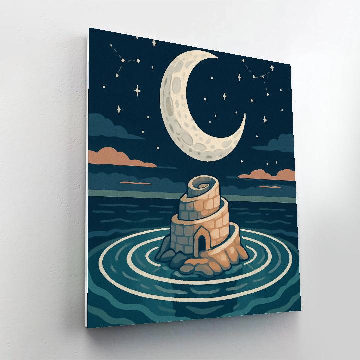 Tide Temple Under Moonlight Moon DIY paint by numbers
