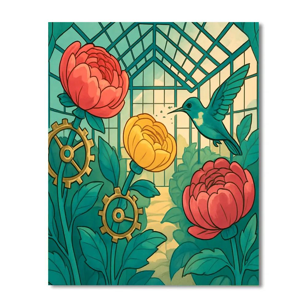 Clockwork Conservatory Flowers paint by color