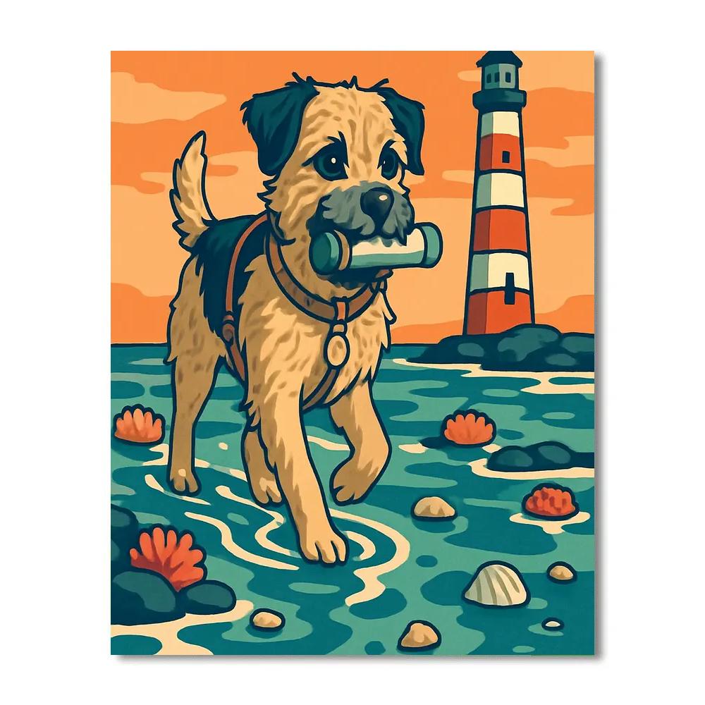Dog Lighthouse Tidepool Messenger Paint by numbers kits