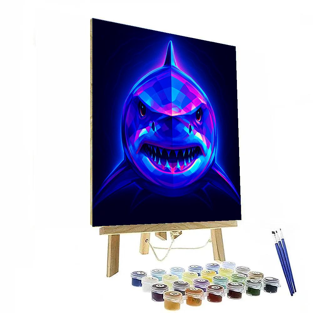Neon Tide Shark Stare DIY paint by numbers