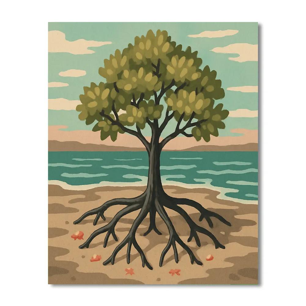 Salt Marsh Tree With Tide Calendar painting number kit