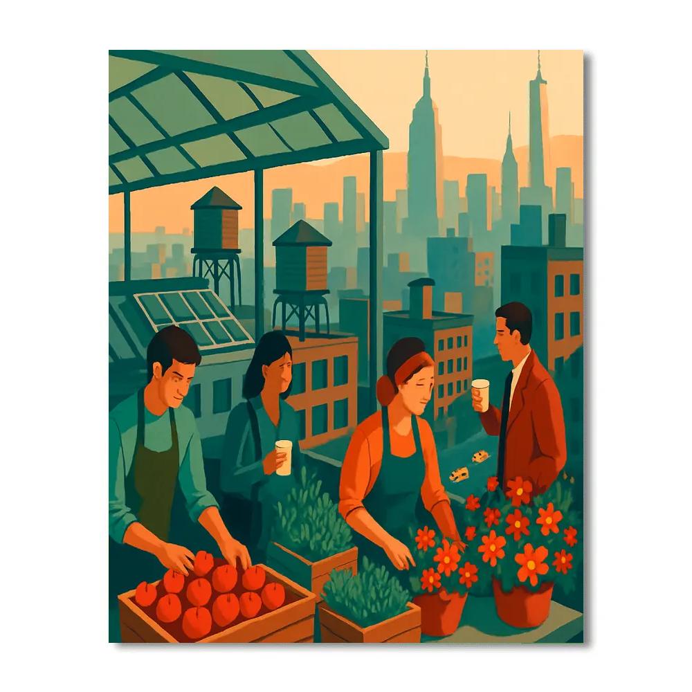 Rooftop Greenhouse Market In New York paint by color