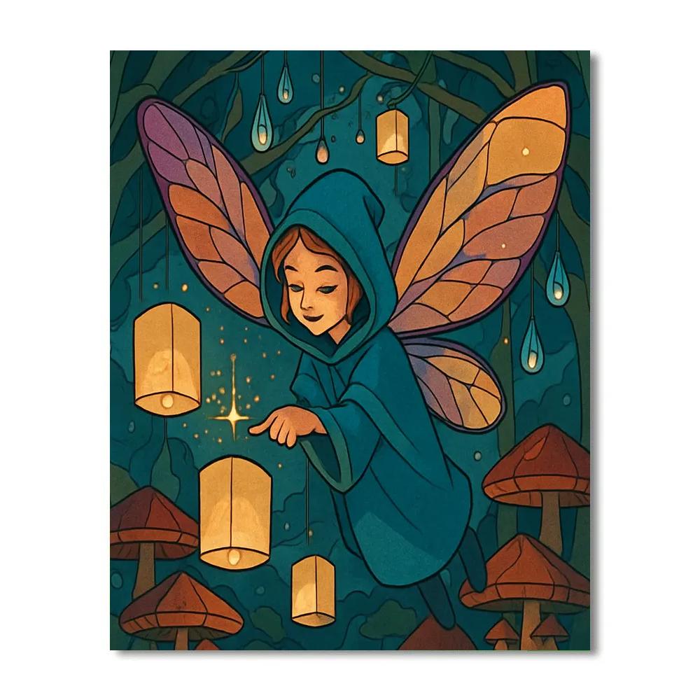 Lantern Market Fairy In The Rainglass Canopy Paint by numbers kits
