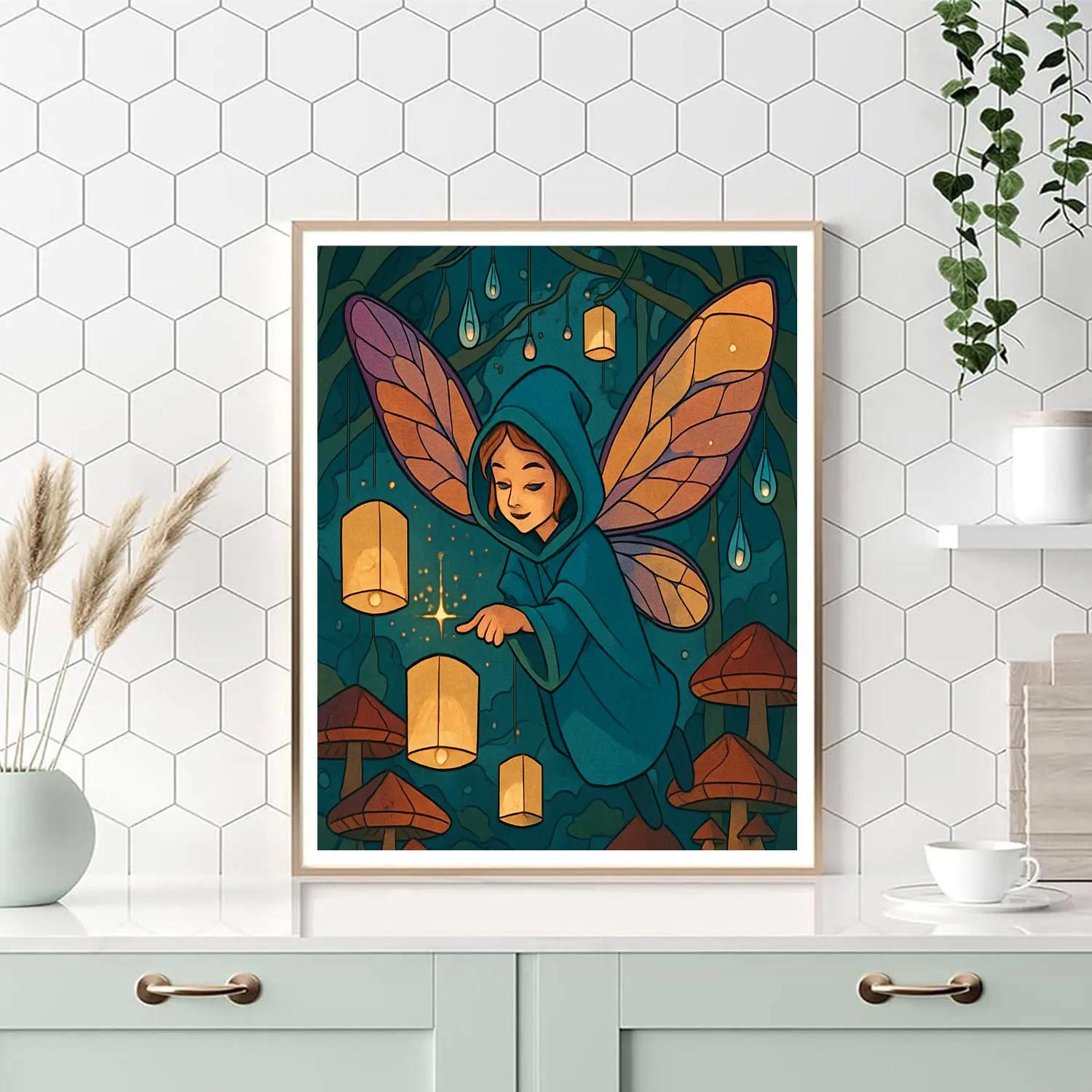 Lantern Market Fairy In The Rainglass Canopy Paint by numbers kits