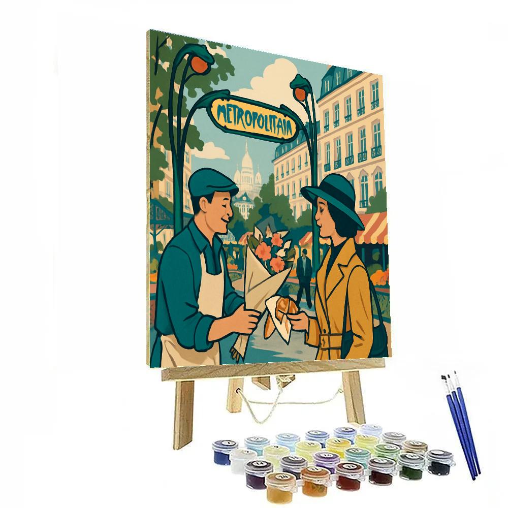 Paris Metro Mosaic Market Morning painting number kit