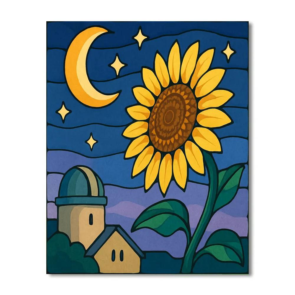 Midnight Observatory Sunflower Numbered painting kits