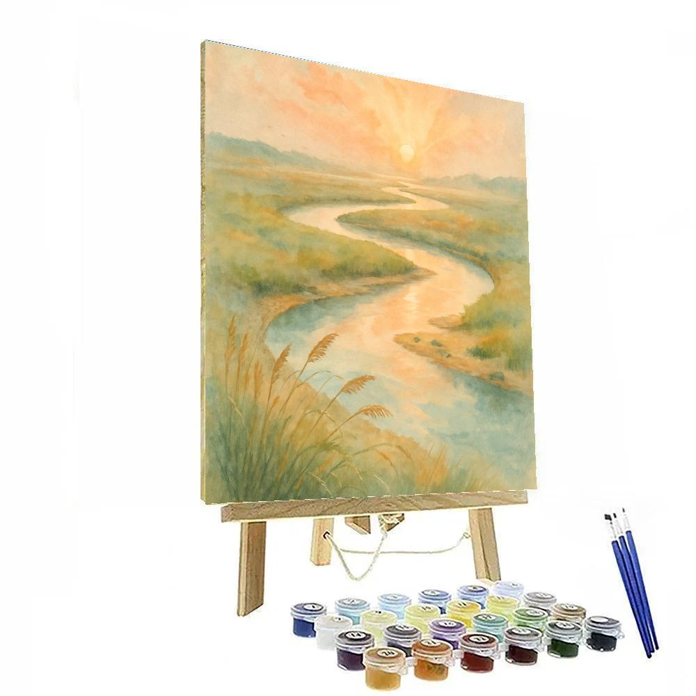 Sunrise Over The Salt Marsh Ribbon River paint by color
