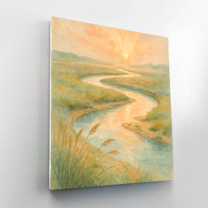 Sunrise Over The Salt Marsh Ribbon River paint by color