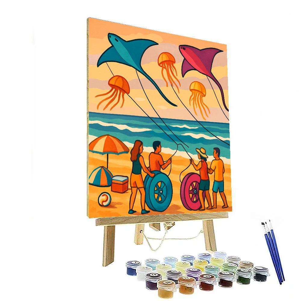Kite Festival With Beach Horizon Numbered painting kits