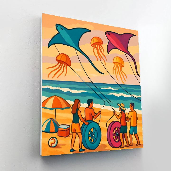 Kite Festival With Beach Horizon Numbered painting kits