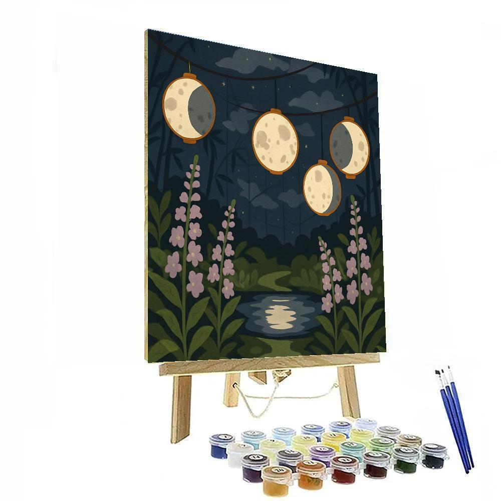 Paper Lantern Garden With Moon Phases paint by color