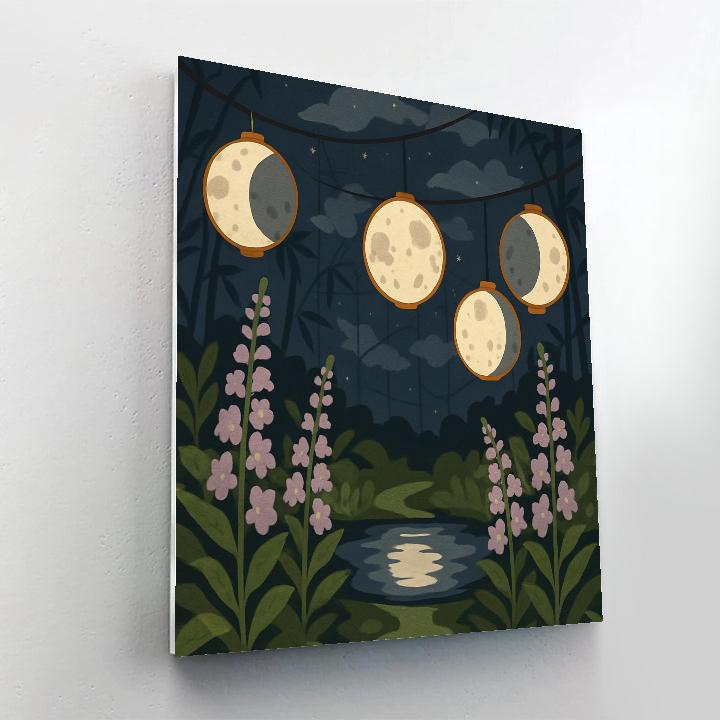 Paper Lantern Garden With Moon Phases paint by color