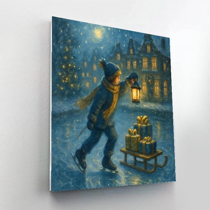 Lanterns Across The Frozen Canal paint by color