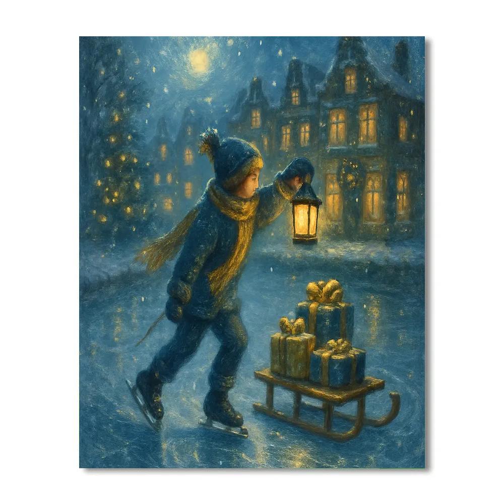 Lanterns Across The Frozen Canal paint by color