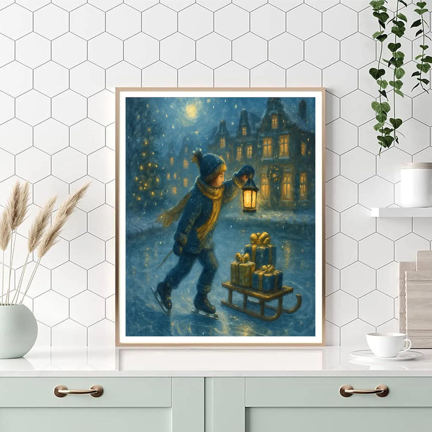 Lanterns Across The Frozen Canal paint by color