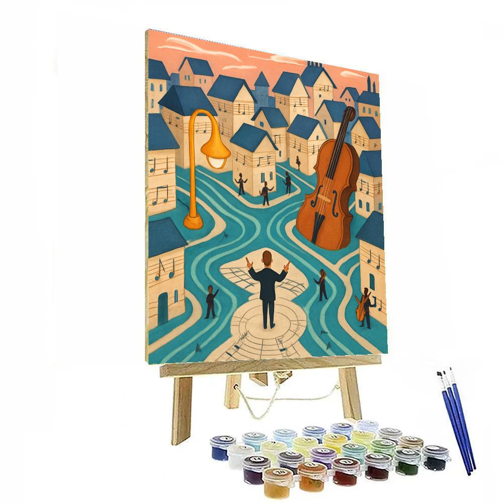 Music Crafted Paper City Orchestra Painting by numbers kit