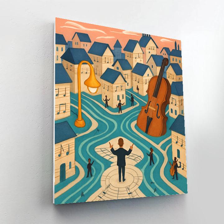 Music Crafted Paper City Orchestra Painting by numbers kit