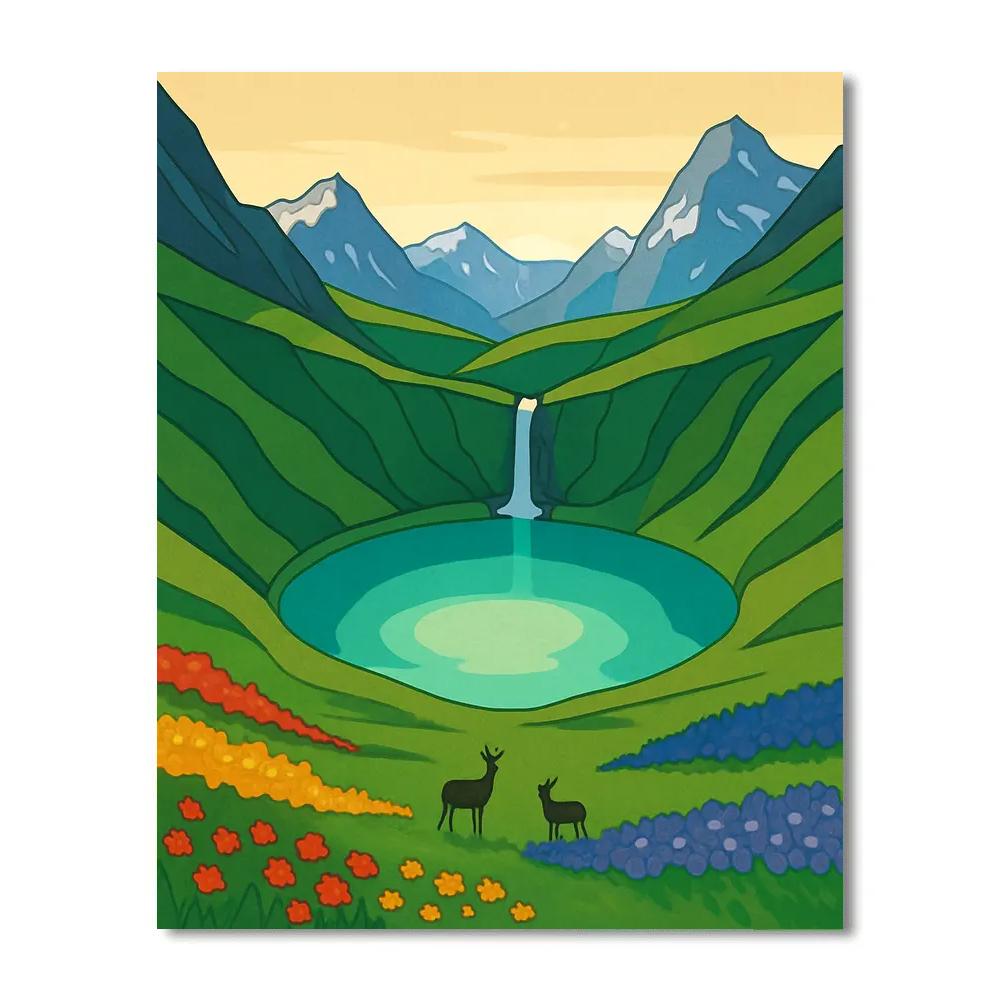 Meadow With Landscape Lightwell Paint by numbers art