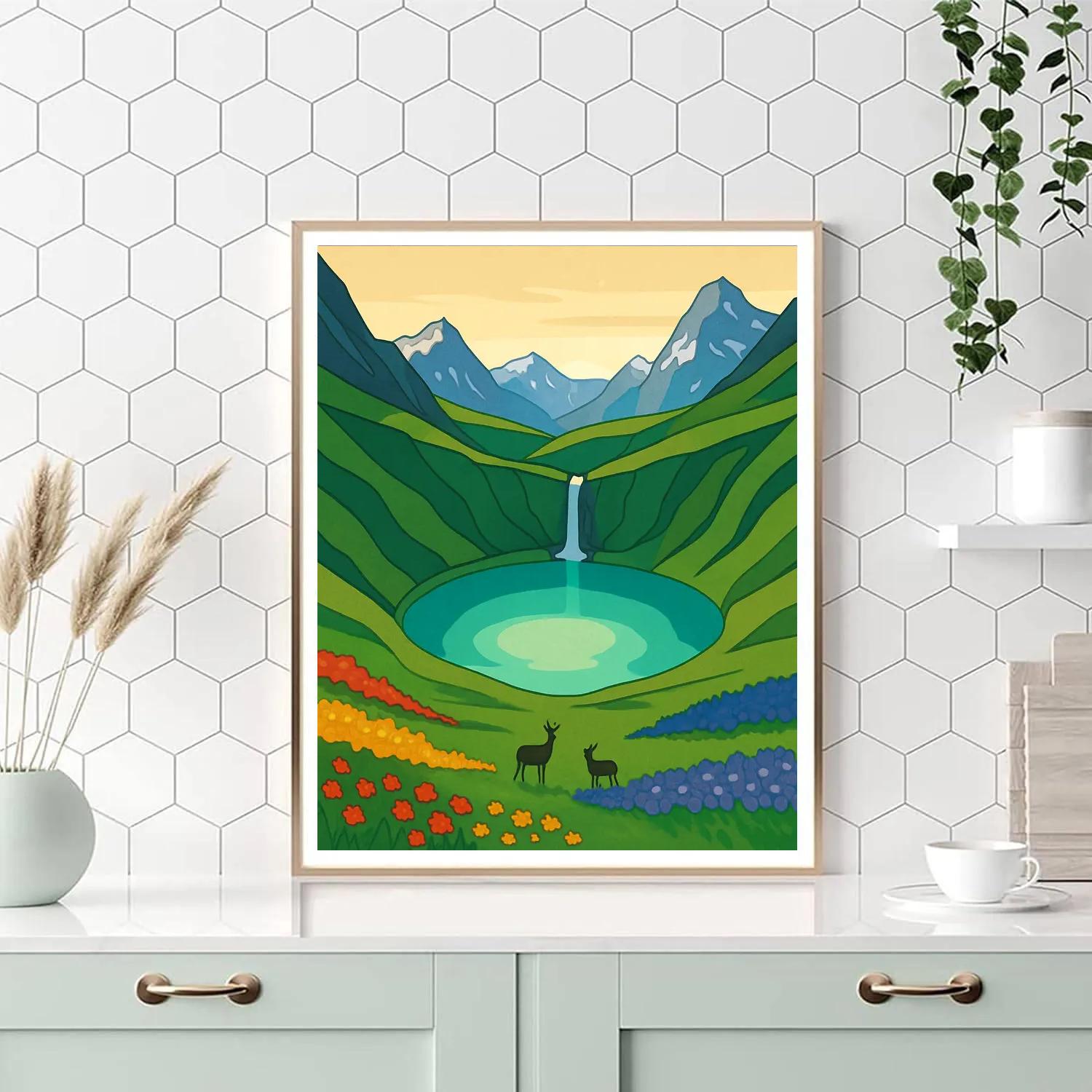 Meadow With Landscape Lightwell Paint by numbers art