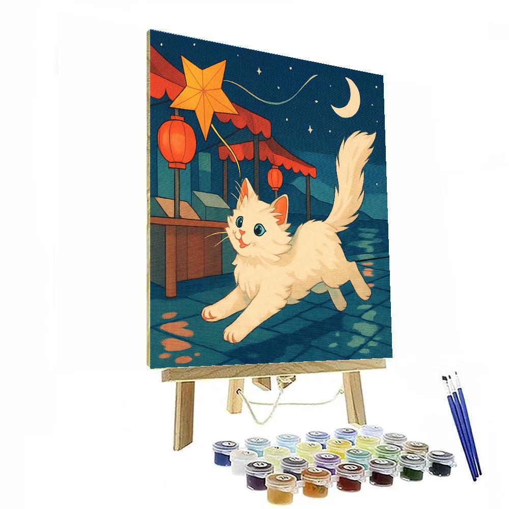 Moonlit Cat Kite Festival Paint by numbers kits