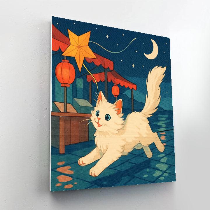 Moonlit Cat Kite Festival Paint by numbers kits