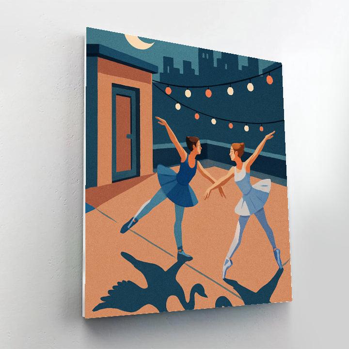 Moonlit Rehearsal In Ballet Silhouette paint by numbers