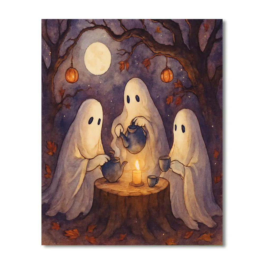 The Moonlit Tea Party Under Twisted Oaks Numbered painting kits