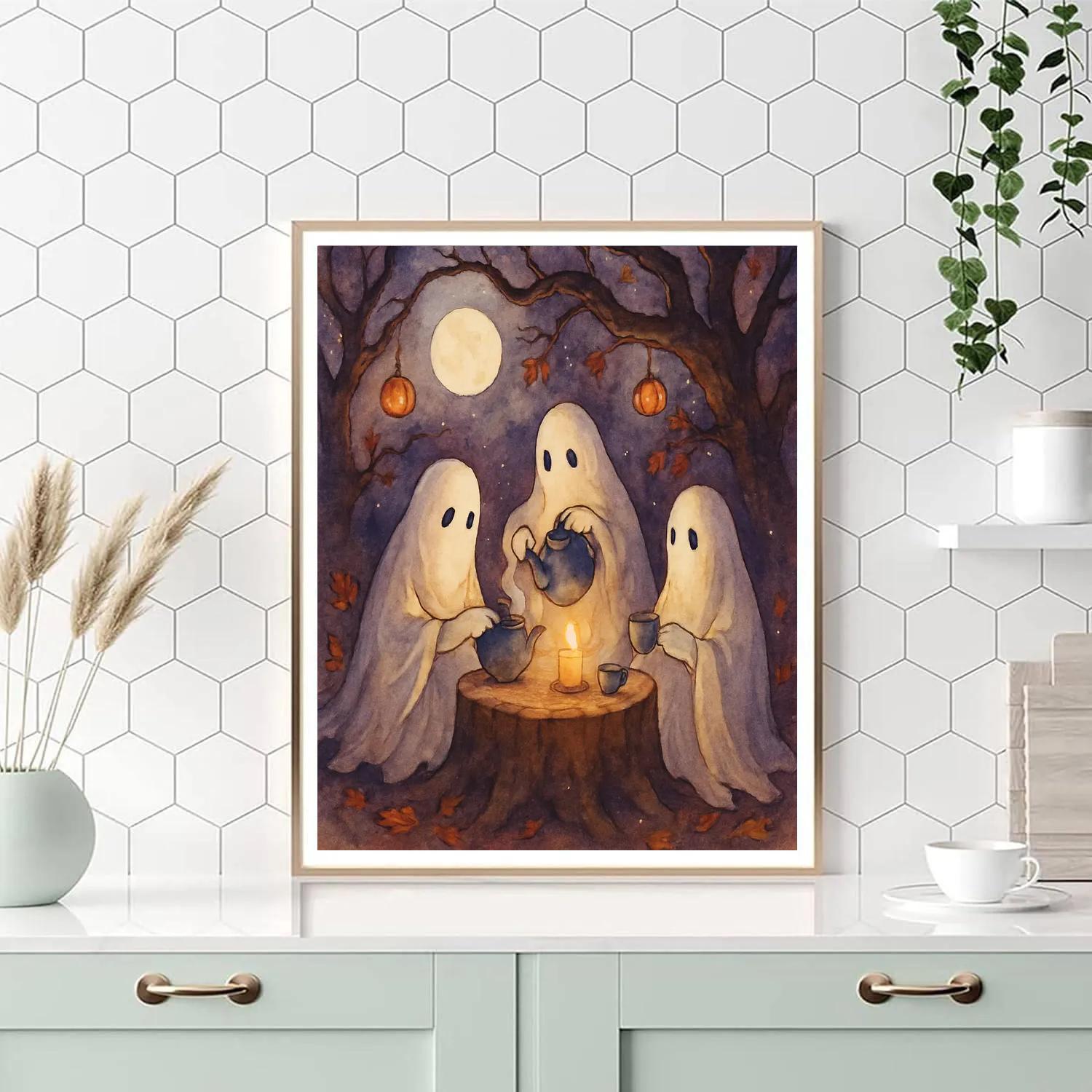 The Moonlit Tea Party Under Twisted Oaks Numbered painting kits