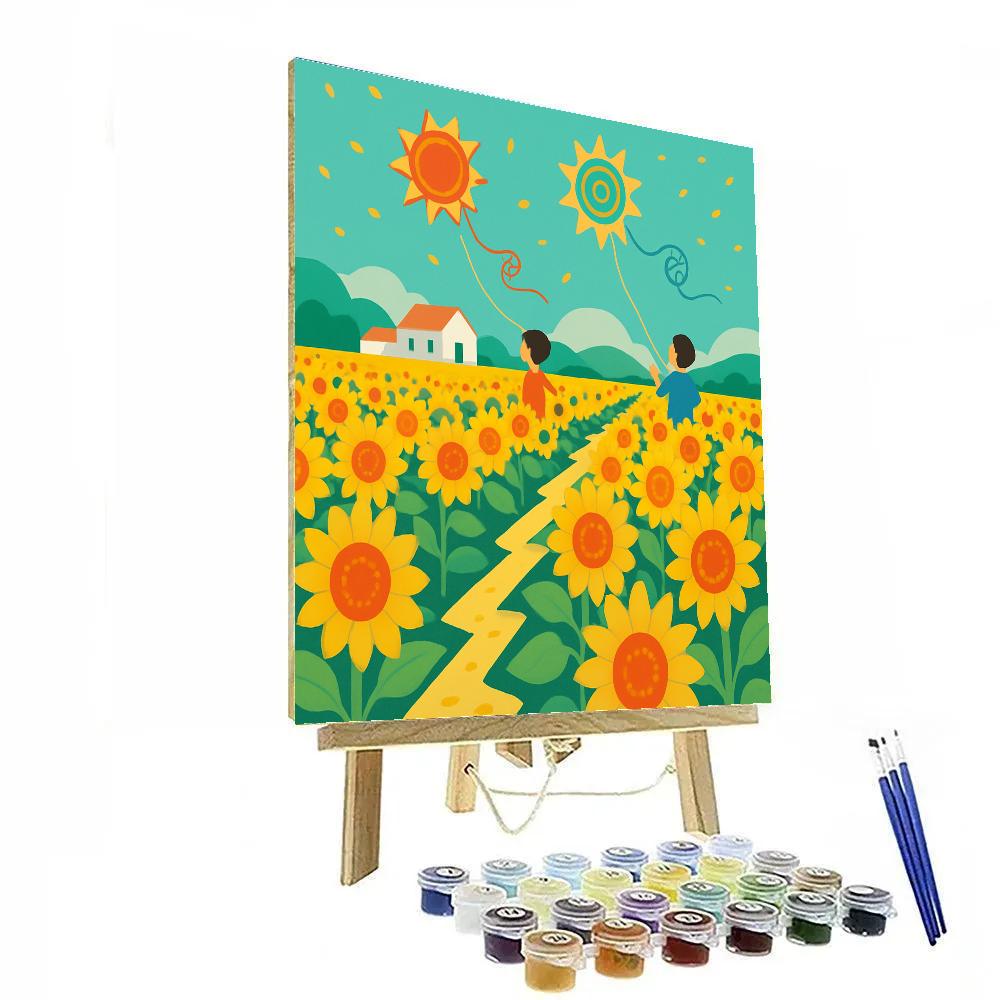 Sunflower Fields With Solar Kite Parade DIY paint by numbers