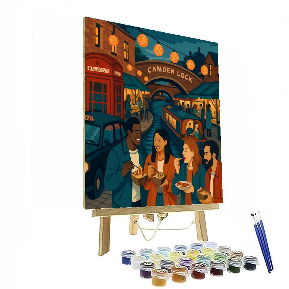 Market Lanterns Over London Canal Paint by numbers art