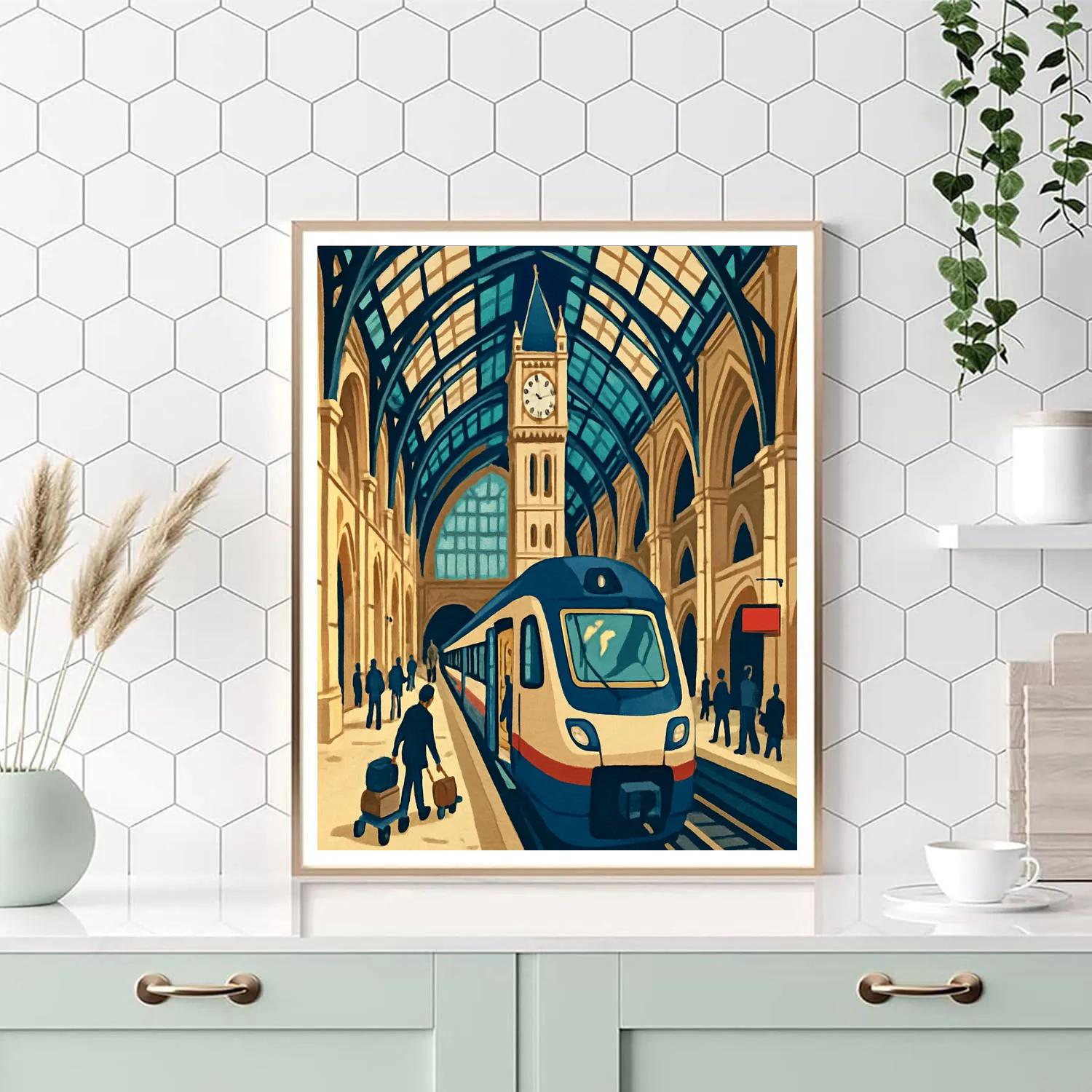 Cathedral Clocktower Train Station Numbered painting kits