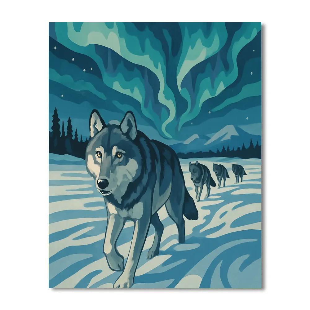 Aurora Drift Wolf Pack Numbered painting kits