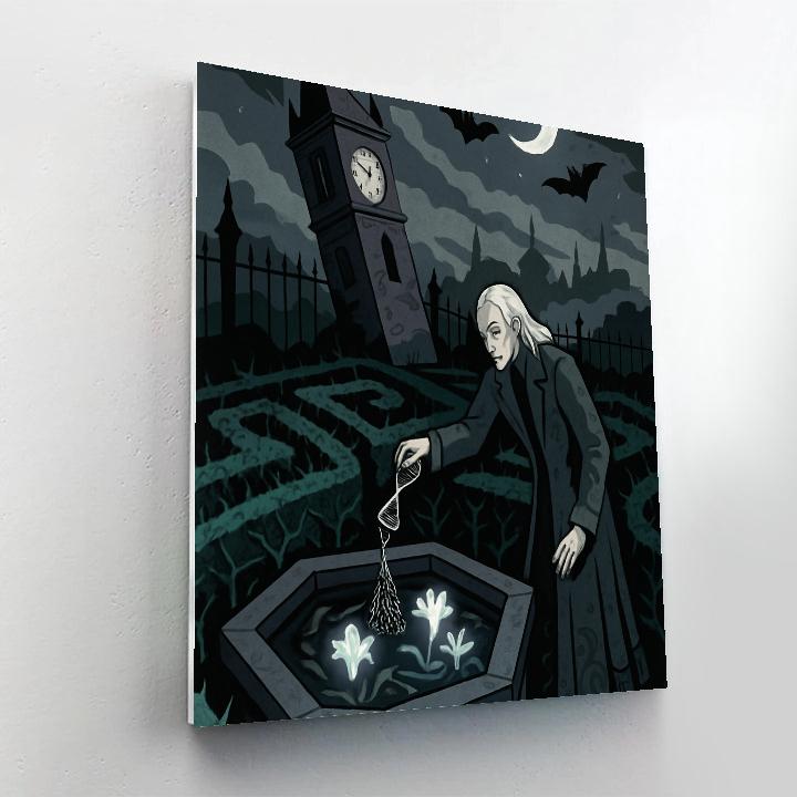 Clocktower With Gothic Shadow Garden DIY paint by numbers