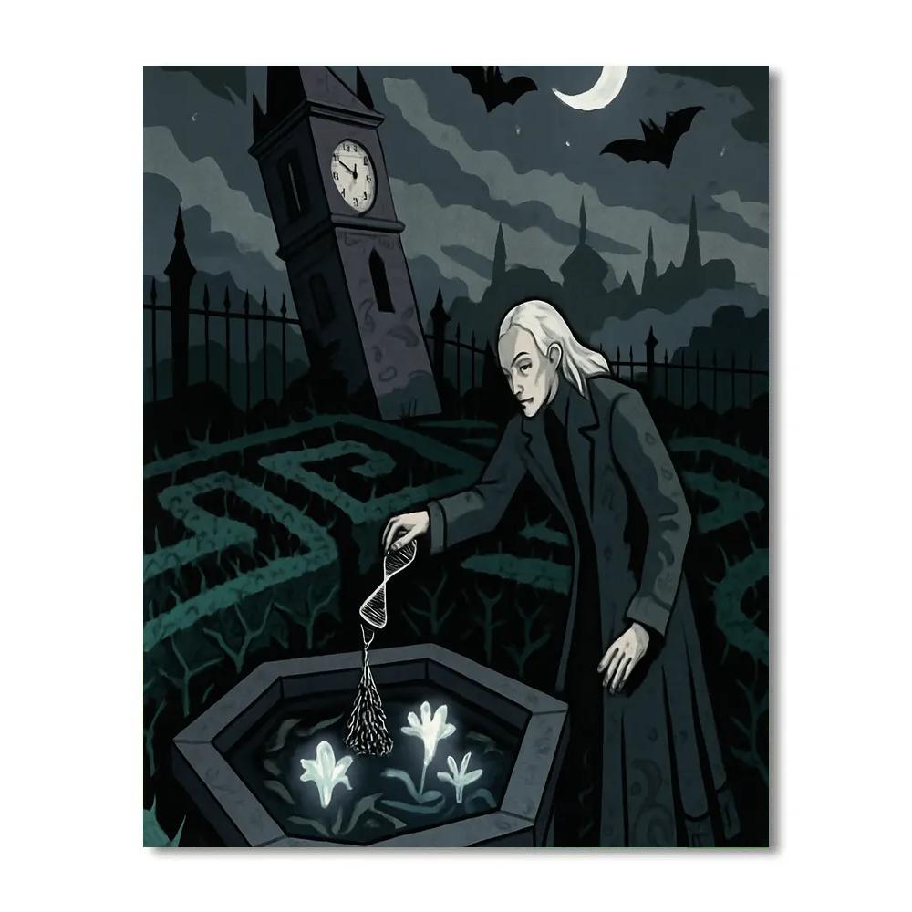 Clocktower With Gothic Shadow Garden DIY paint by numbers